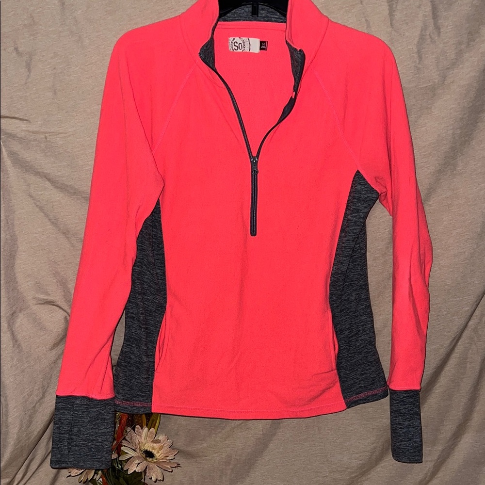SO Women's Coral and Charcoal Long Sleeve Top